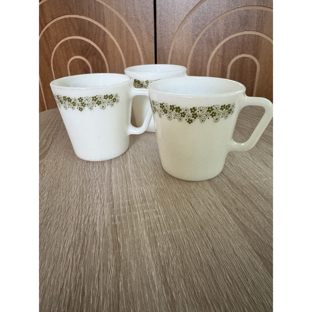 Set of 3 VINTAGE Corning SPRING BLOSSOM 3 1/2" Pyrex Mugs